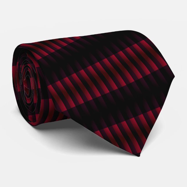 Black & Red Checked - Modern Tie (Rolled)