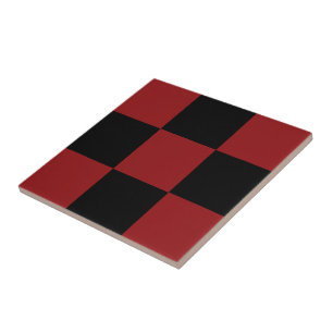 Black & Red Checked - Tile
