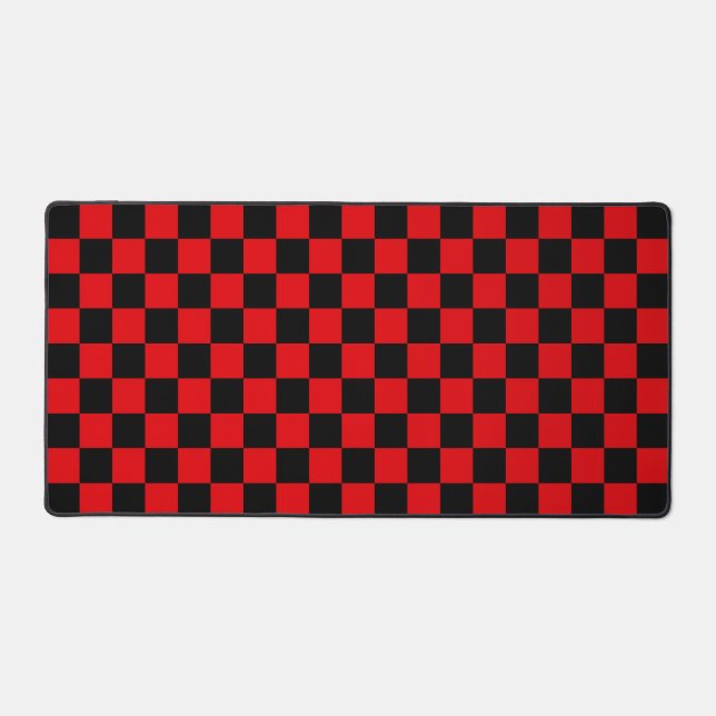 Black & Red Chequered Desk Mat (Front)