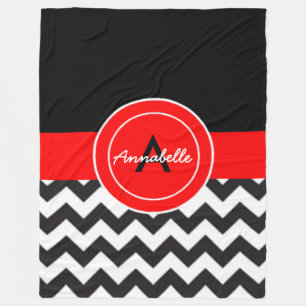 Black Red Chevron Fleece Blanket