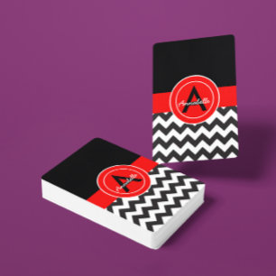 Black Red Chevron Playing Cards