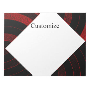 black/red chic modern curved chevrons notepad