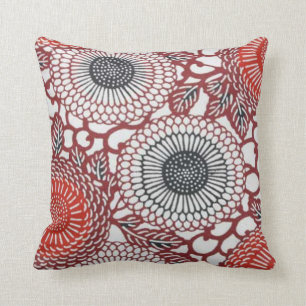 Black & Red Chrysanthemums Throw Pillow