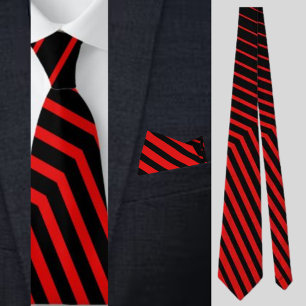 Black Red Colorful Striped   Tie