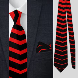 Black Red Colorful Striped   Tie