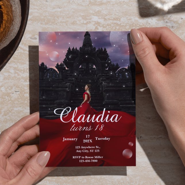 Black & Red Confetti 18ème anniversaire Invitation (Elegant Black & Red Confetti 18th Birthday Invitation Template - Bold & Edgy Coming of Age Design)