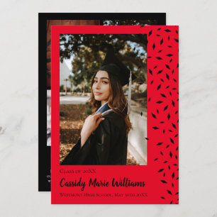 Black Red Confetti Graduation Announcement