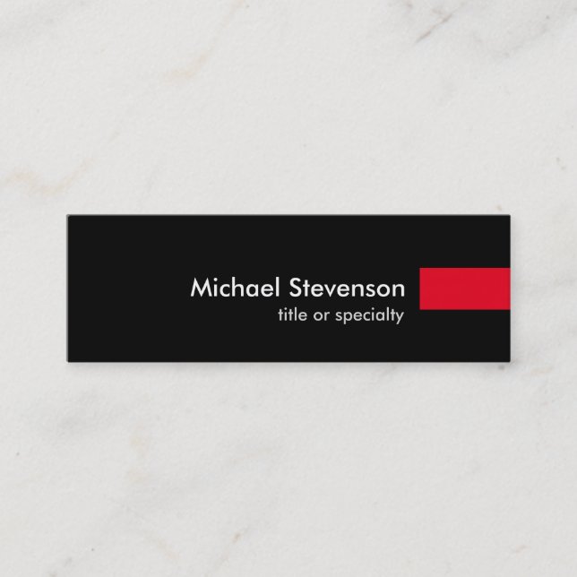 Black Red Consultant Unique Skinny Business Card (Front)