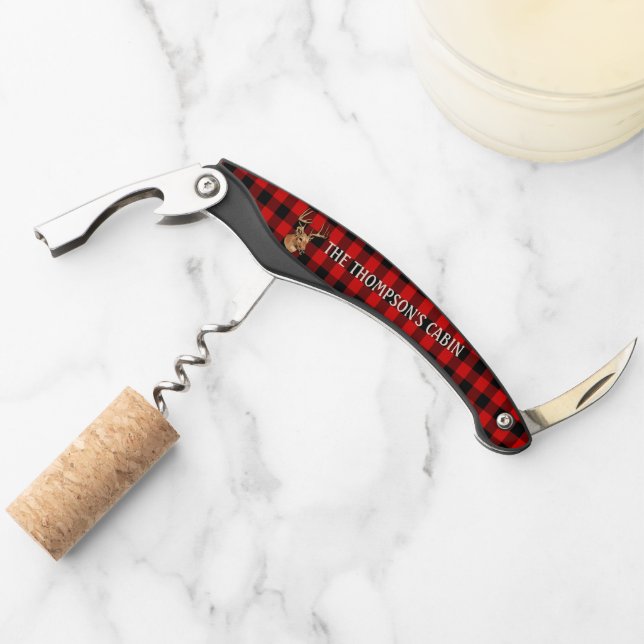 Black Red Cool Buffalo Lumberjack Plaid Pattern Corkscrew (Front)