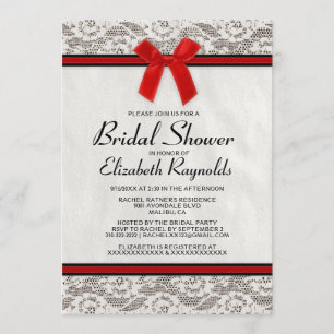 Black & Red Country Lace Bridal Shower Invitations