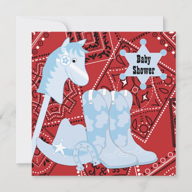 Black Red Cowboy Boots Cowboy Baby Shower Invitation (Front)