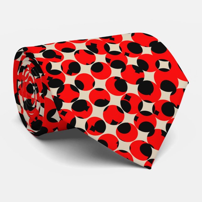 Black Red Creamy White Classy Tie (Rolled)