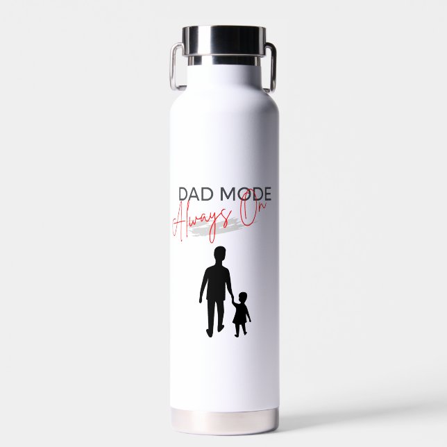 Black Red Dad Mode Always On Water Bottle (Front)