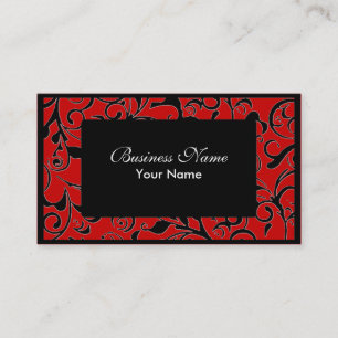 Black red damask appointment business cards