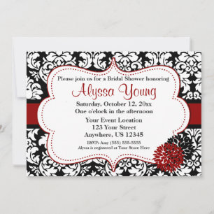 Black Red Damask Invitation