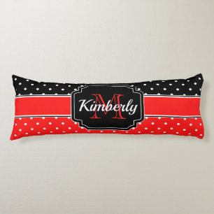 Black & Red Dots Pattern Body Pillow