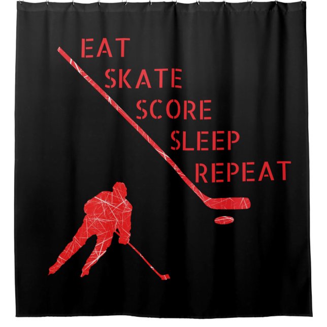 Black red - eat skate play hockey (Front)