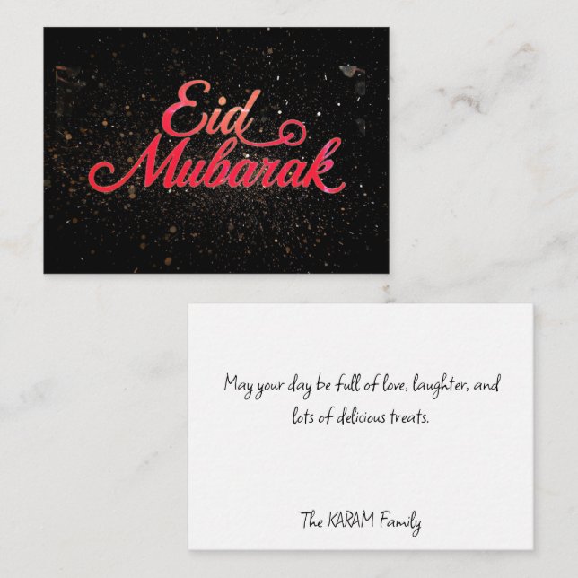 Black & Red Eid Mubarak Note Card (Front/Back)
