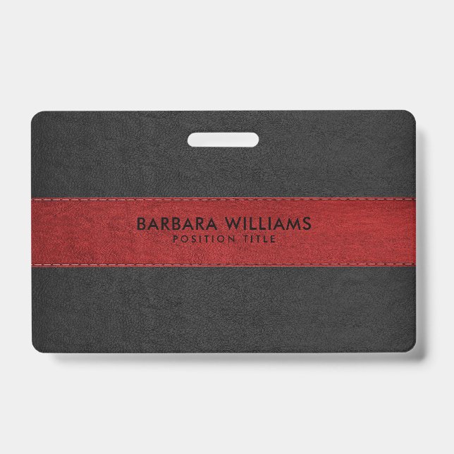 Black & Red Faux Leather Badge (Front)
