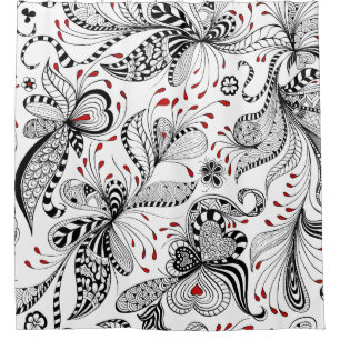 Black & red Floral Pattern