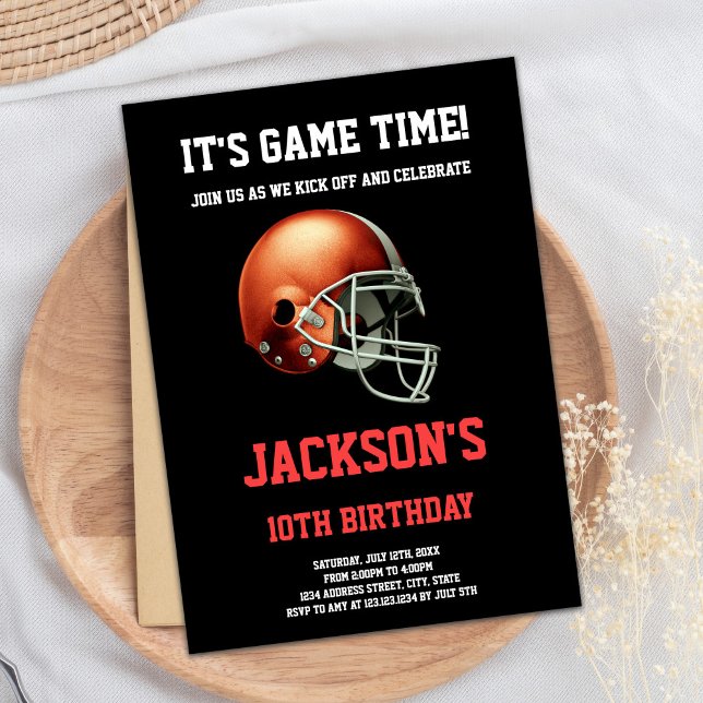Black Red Football Birthday Invitations (Black Red Football Birthday Invitations)