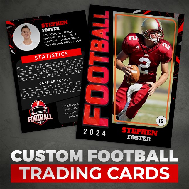 Black & Red Football Trading Card Custom Player (Creator Uploaded)
