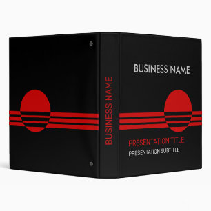 Black, red geometric small Business Presentation Binder