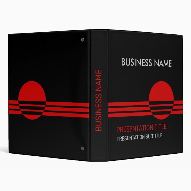 Black, red geometric small Business Presentation Binder (Background)
