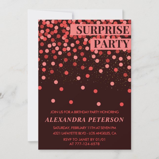 Black Red Glitter Surprise birthday 97th birthday Invitation (Front)