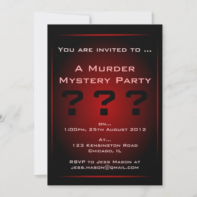 Black & Red Glow Murder Mystery Party Invitation (Front)