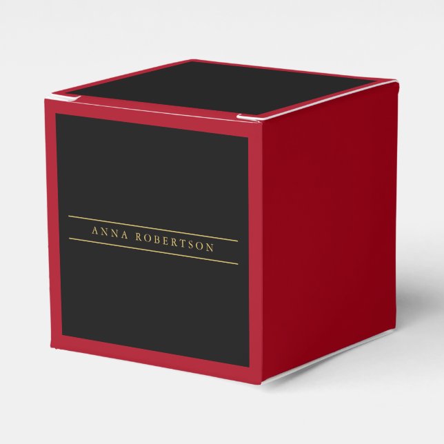 Black Red Gold Colours Professional Chic Minimalis Favor Box (Front Side)