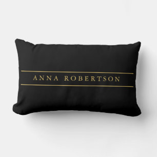 Black Red Gold Colours Professional Chic Minimalis Lumbar Pillow