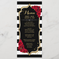 Black Red Gold White Menu Card