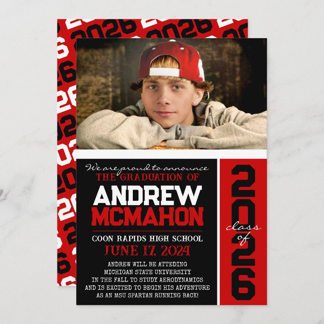 Black & Red Graduation Photo Announcement (Creator Uploaded)