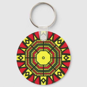 Black, Red, Green and Yellow Geometric design Keychain