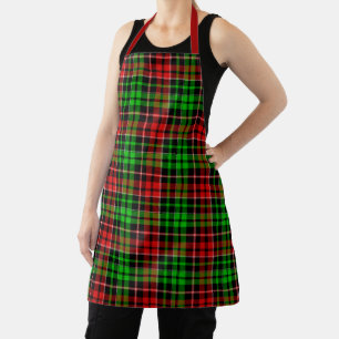 Black Red Green Plaid Tartan Design Apron