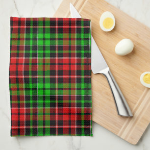 Black Red Green Plaid Tartan Design  Kitchen Towel