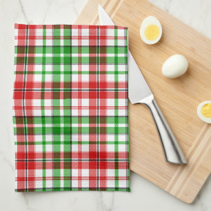 Black Red Green Plaid Tartan Design  Kitchen Towel