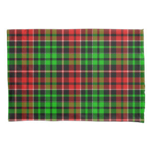 Black Red Green Plaid Tartan Design  Pillowcase