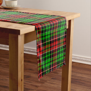Black Red Green Plaid Tartan Design  Short Table Runner