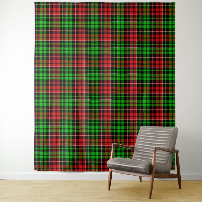 Black Red Green Plaid Tartan Design  Tapestry (In Situ)