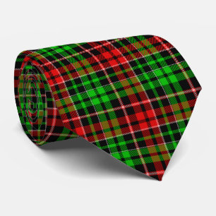 Black Red Green Plaid Tartan Design Tie