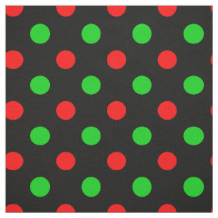 Black Red Green Polka Dots Design  Fabric