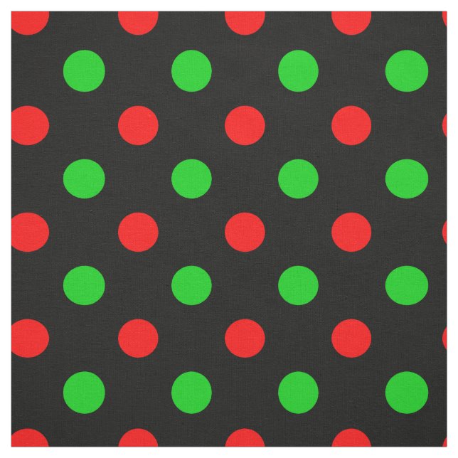 Black Red Green Polka Dots Design  Fabric (Swatch)