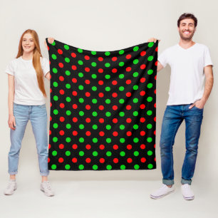Black Red Green Polka Dots Design  Fleece Blanket