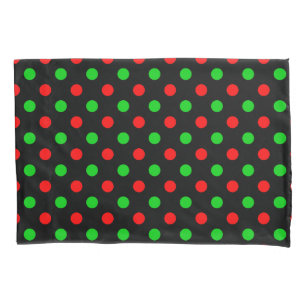 Black Red Green Polka Dots Design  Pillowcase