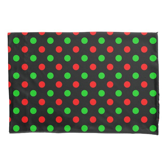 Black Red Green Polka Dots Design  Pillowcase (Front)