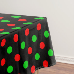Black Red Green Polka Dots Design  Tablecloth
