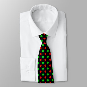 Black Red Green Polka Dots Design  Tie