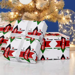 Black Red Green Star Kenya Safari Wrapping Paper